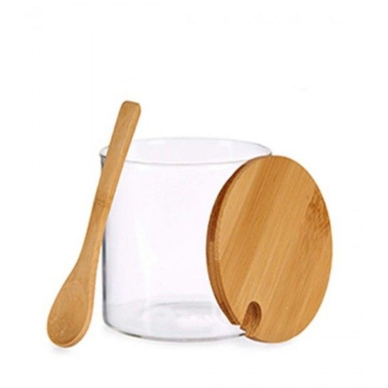 Açucareiro com Tampa e Colher Bambu - DoceLar Loja