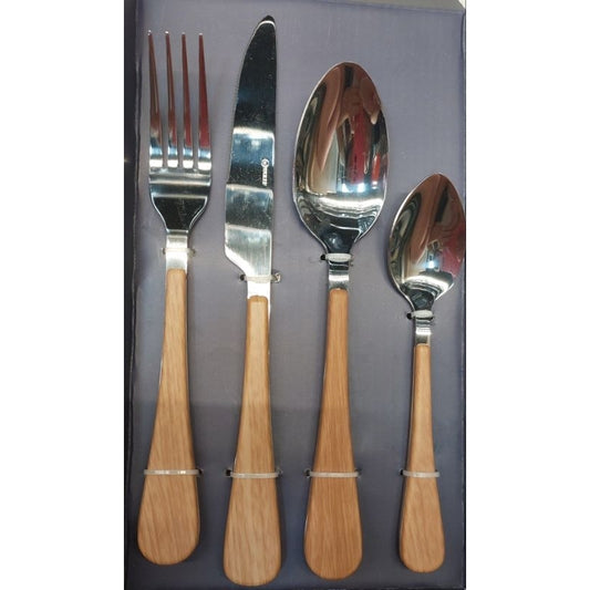 FAQUEIRO 24PC DE ACO INOX C/CABO EM PLASTICO AMADEIRADO MILAO