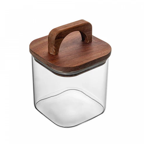POTE HERMETICO DE BOROSSILICATO COM TAMPA EM ACACIA 700ML