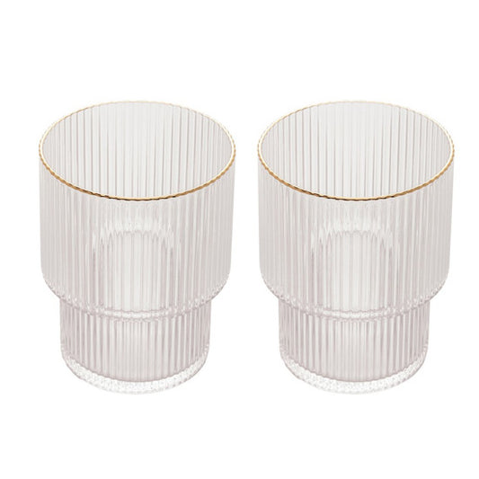 CJ 2 COPOS BAIXOS DE CRISTAL C/FIO DE OURO LINES 220ml