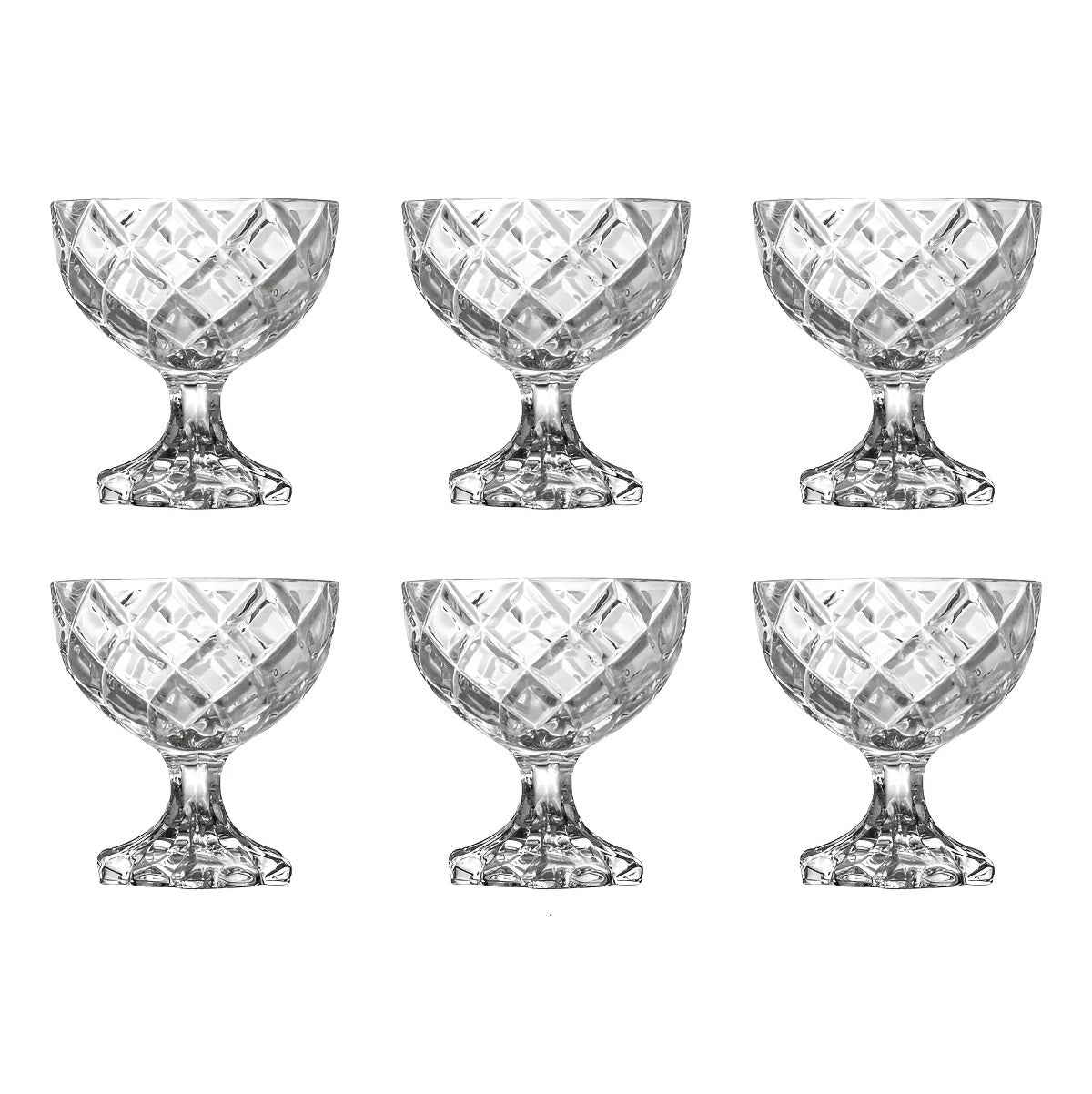 CJ 6 TAÇAS DE SOBREMESA DE VIDRO DELI DIAMOND 170ML