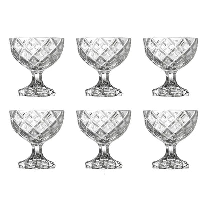 CJ 6 TAÇAS DE SOBREMESA DE VIDRO DELI DIAMOND 170ML