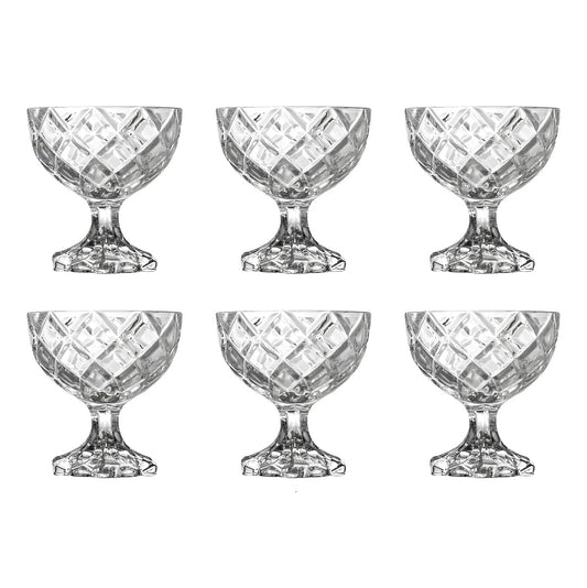 CJ 6 TAÇAS DE SOBREMESA DE VIDRO DELI DIAMOND 170ML