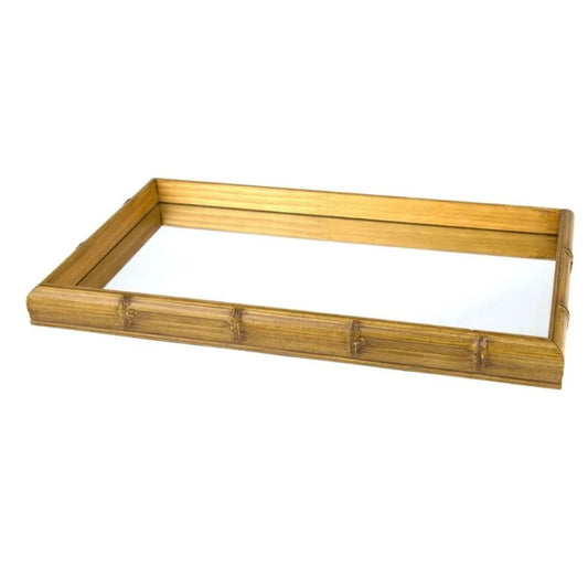 BANDEJA MADEIRA C/ESPELHO BAMBU 55x35x4cm