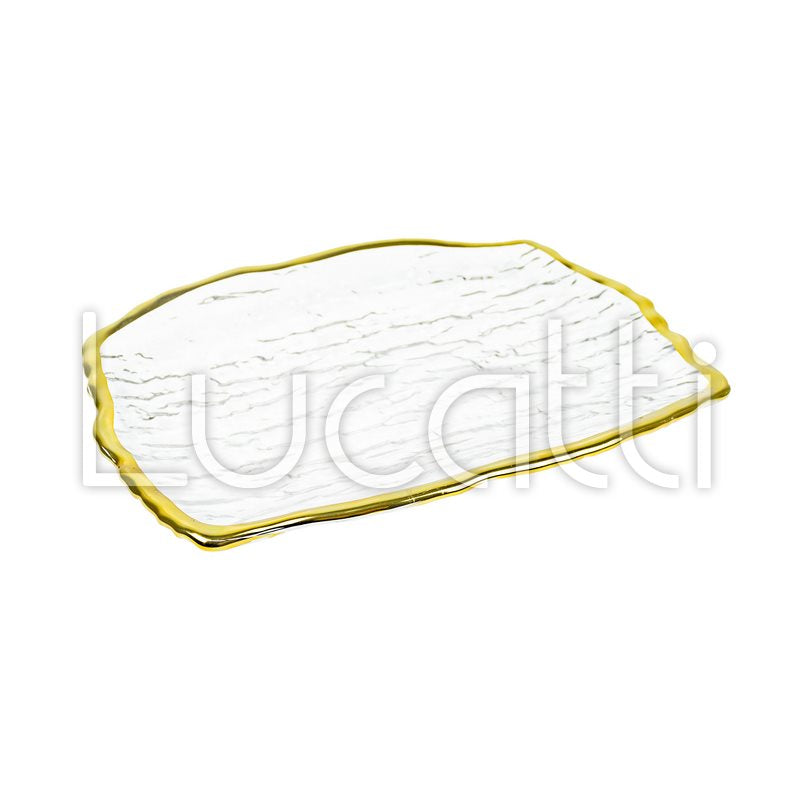 74441 - CENTRO DE MESA EM VIDRO COM DETALHES DOURADO