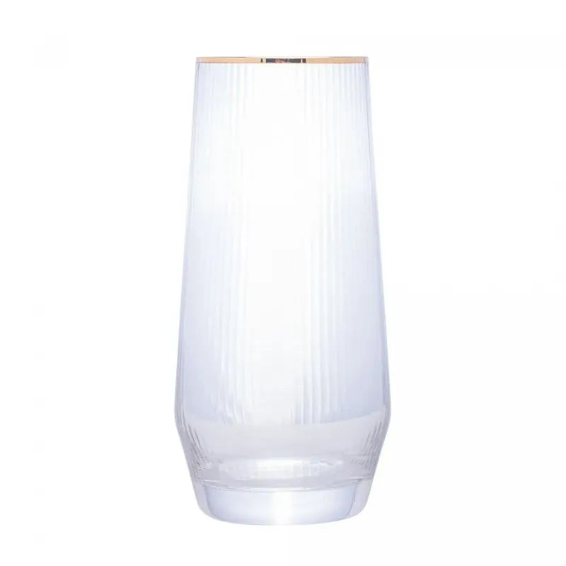 CJ 2 COPOS ALTOS DE VIDRO C/ BORDA DOURADA LINES 400ML