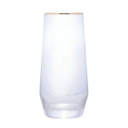 CJ 2 COPOS ALTOS DE VIDRO C/ BORDA DOURADA LINES 400ML