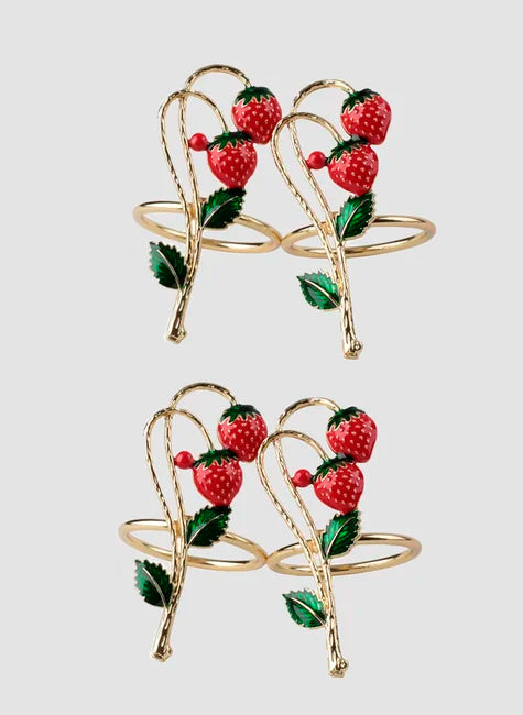 ANEL DE GUARDANAPO MINI MORANGO C/4