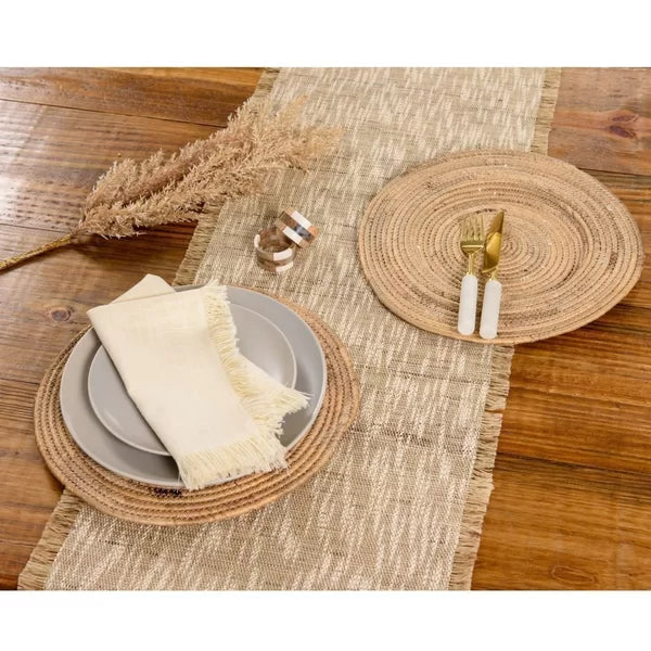 Caminho de Mesa Rami Franjas Natural - DoceLar Loja