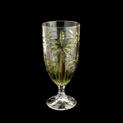 Cj 6 Taças Cristal Palm Tree HandPaint - DoceLar Loja