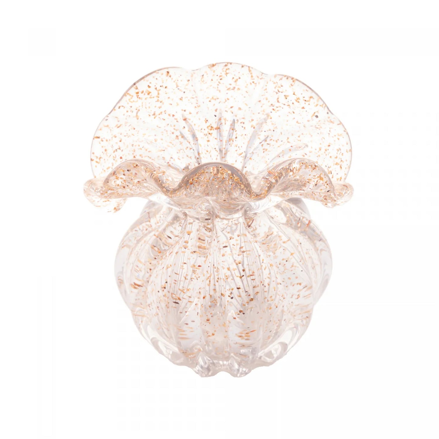 VASO DE VIDRO ITALY DOURADO 11CM X 9CM X 11,5CM