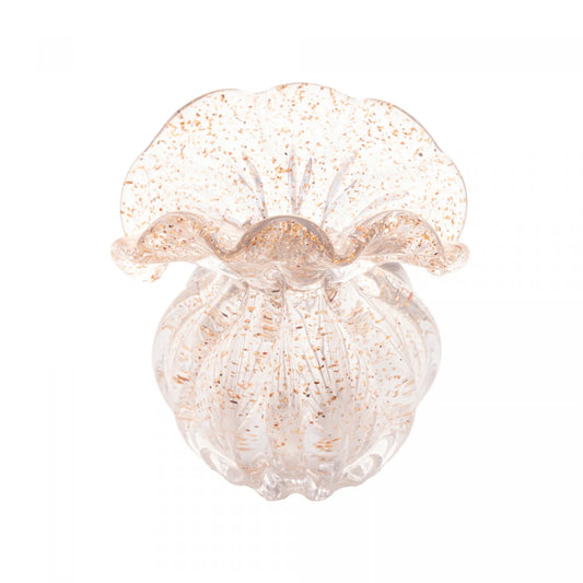 VASO DE VIDRO ITALY DOURADO 11CM X 9CM X 11,5CM