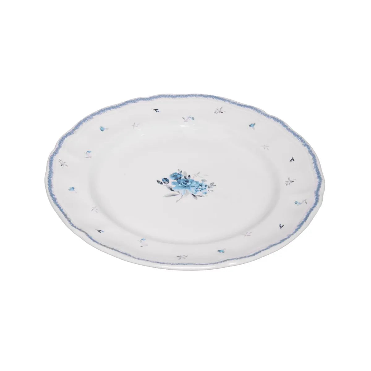 PRATO PARA SOBREMESA FLORESCER 19,5CM AZUL CERAMICA WOLFF