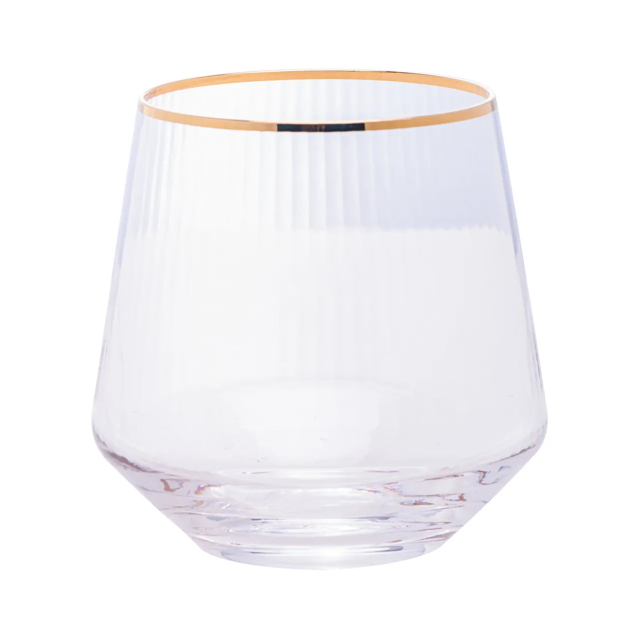 CJ 2 COPOS BAIXOS DE VIDRO C/ FIO DE OURO LINES 330ML