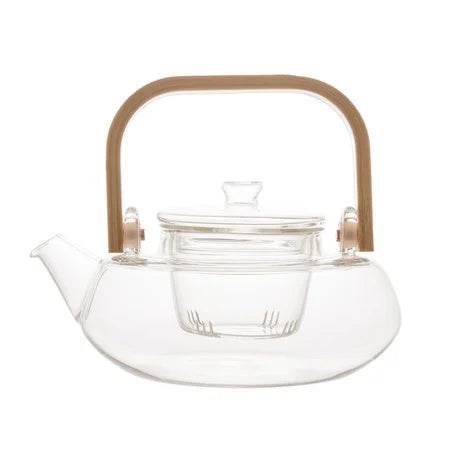Chaleira De Vidro Borossilicato Resistente A Calor C/alça De Bambu - DoceLar Loja