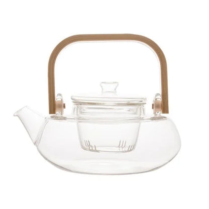 Chaleira De Vidro Borossilicato Resistente A Calor C/alça De Bambu - DoceLar Loja