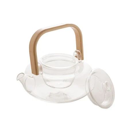 Chaleira De Vidro Borossilicato Resistente A Calor C/alça De Bambu - DoceLar Loja
