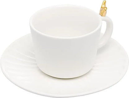 CJ 2 XICARAS DE CHA DE CERAMICA COLIBRI COM PIRES BRANCO 170ML