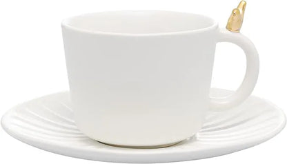 CJ 2 XICARAS DE CHA DE CERAMICA COLIBRI COM PIRES BRANCO 170ML