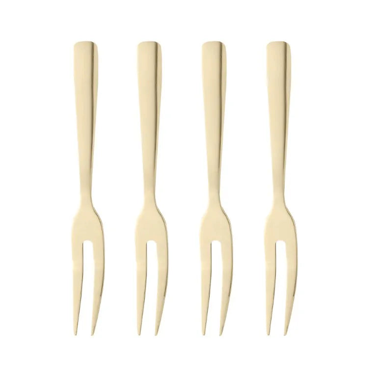 Cj 4 Garfos Aço Inox p/ Aperitivo Dourado - DoceLar Loja