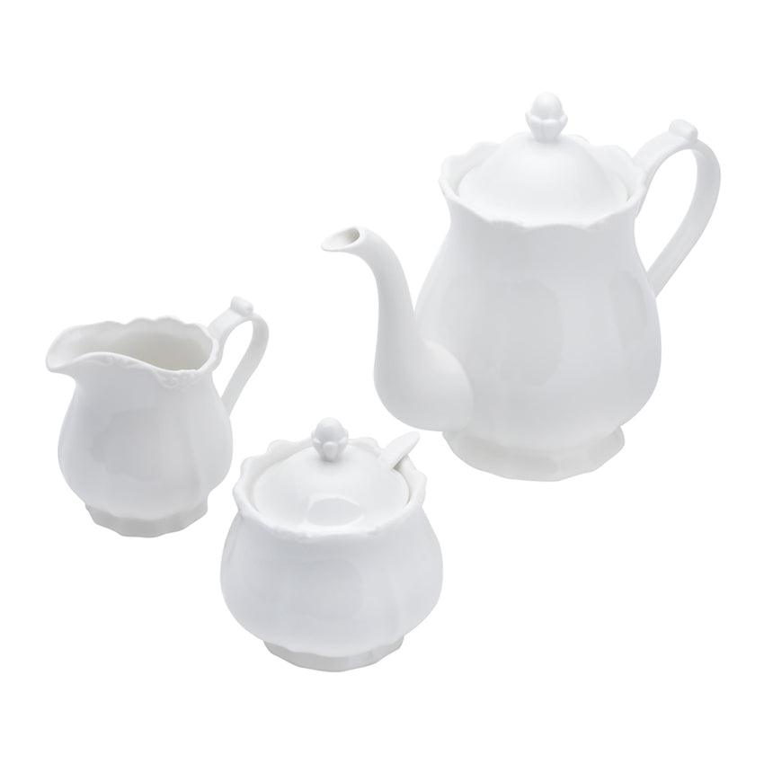 Conjunto 3 Peças de Porcelana de Chá Fancy Branco - DoceLar Loja