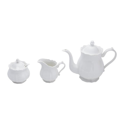 Conjunto 3 Peças de Porcelana de Chá Fancy Branco - DoceLar Loja