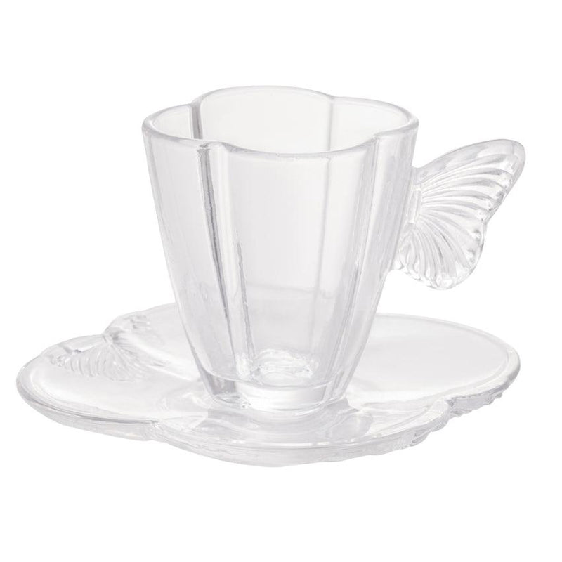 Conjunto 4 Xícaras de Café de Vidro com Pires Butterfly - DoceLar Loja