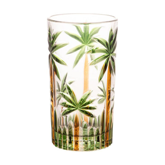 Conjunto 6 Copos Altos de Cristal Palm Tree Handpaint - DoceLar Loja