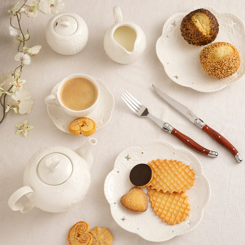 Conjunto 6 Pratos de Porcelana Butterfly Branco - DoceLar Loja