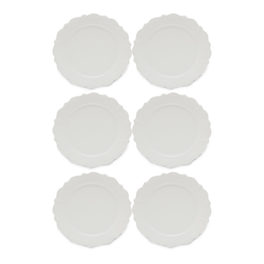 Conjunto 6 Pratos Rasos de Porcelana Fancy Branco - DoceLar Loja