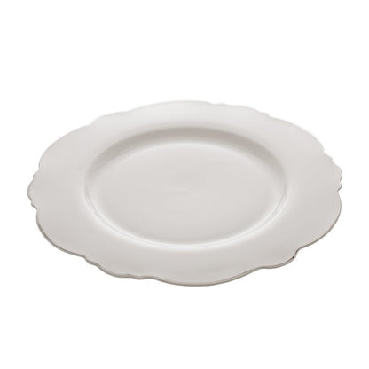 Conjunto 6 Pratos Rasos de Porcelana Maldivas Branco com Fio Prata - DoceLar Loja