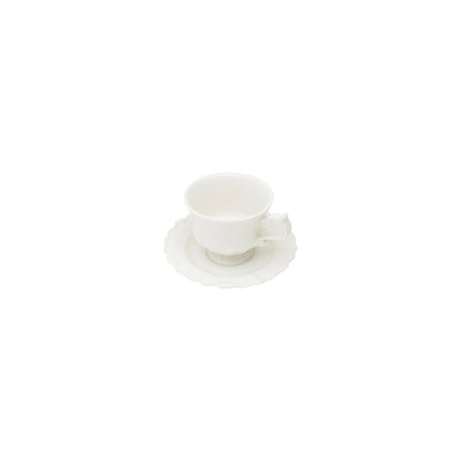 Conjunto 6 Xícaras de Café de Porcelana com Pires Fancy Branco - DoceLar Loja