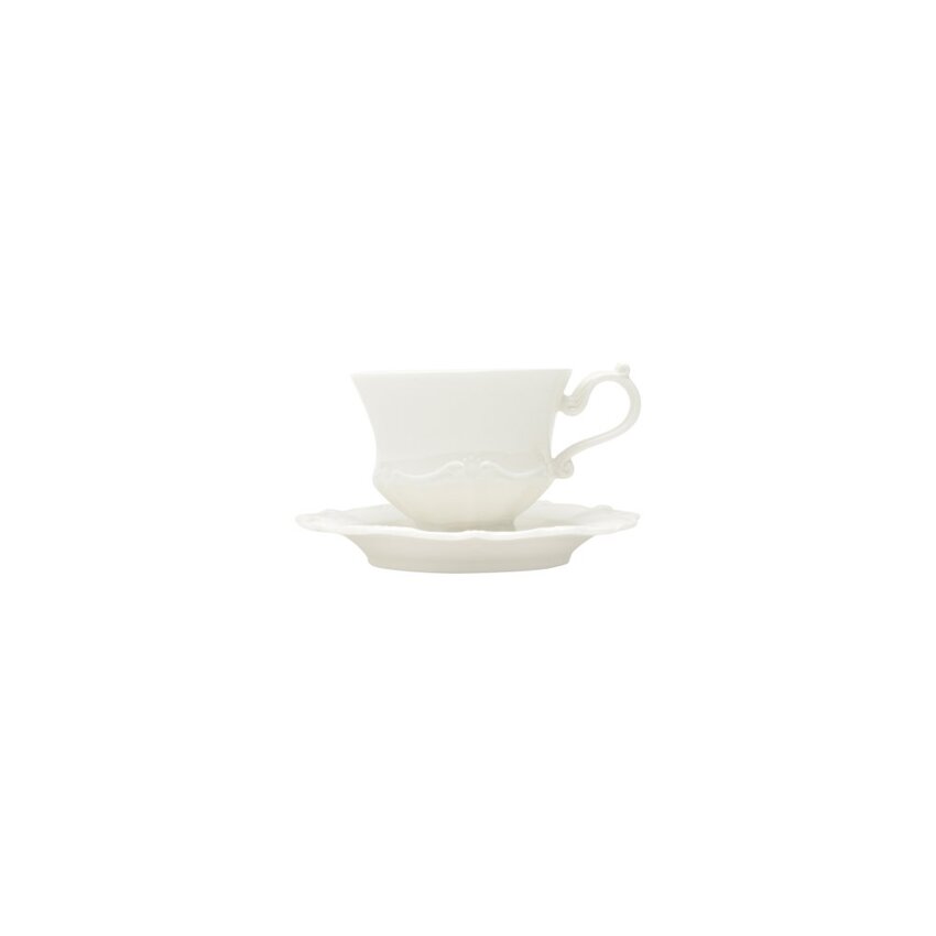 Conjunto 6 Xícaras de Café de Porcelana com Pires Fancy Branco - DoceLar Loja