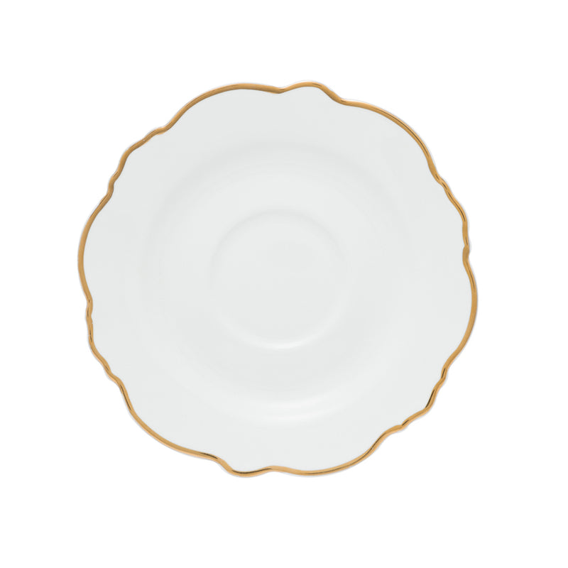Conjunto 6 Xícaras de Chá de Porcelana com Pires Maldivas Branco com Fio Dourado - DoceLar Loja