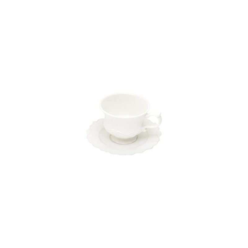 Conjunto 6 Xícaras de Chá de Porcelana com Pires Fancy Branco - DoceLar Loja