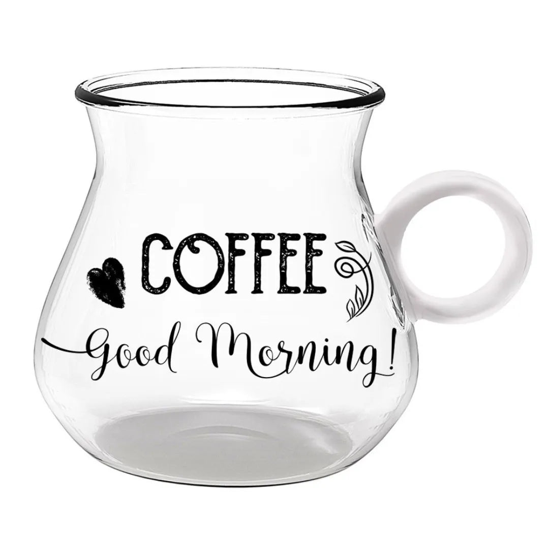 Conjunto 2 Xicaras de Vidro Coffee Good Morning - DoceLar Loja
