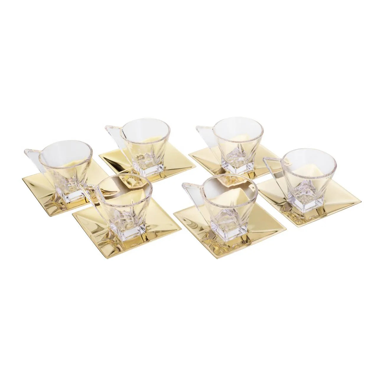 Cj 6 Xícaras Chá com Pires Veneza Dourado - DoceLar Loja