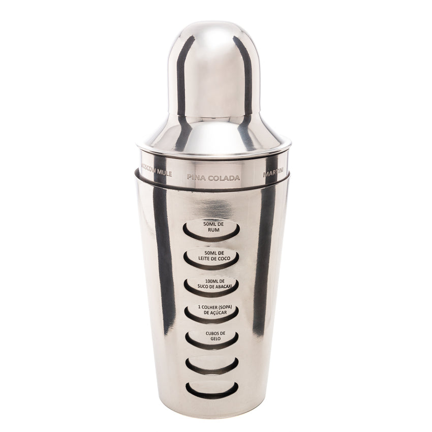 Coqueteleira de Aço Inox com Receitas de Drinks - DoceLar Loja