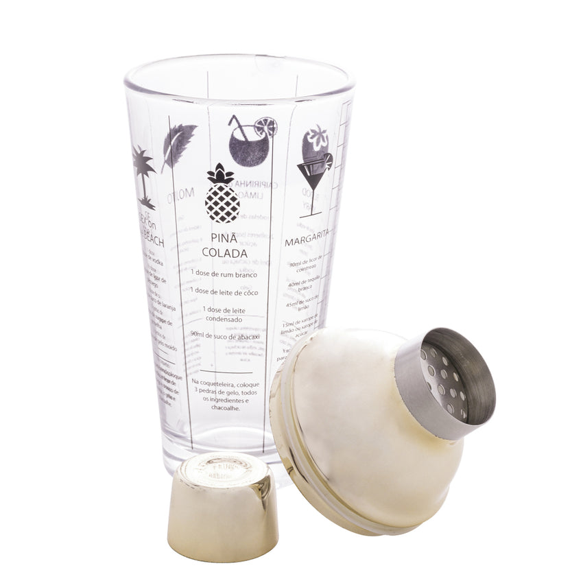 Coqueteleira de Vidro Coimbra Dourada - DoceLar Loja