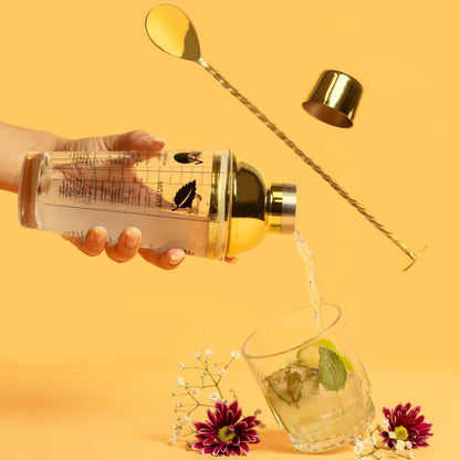 Coqueteleira de Vidro Coimbra Dourada - DoceLar Loja