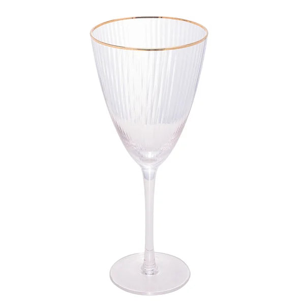 CJ 2 TACAS DE VIDRO P/VINHO C/BORDA DOURADA LINES 400ml