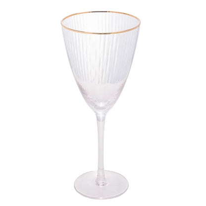 CJ 2 TACAS DE VIDRO P/VINHO C/BORDA DOURADA LINES 400ml