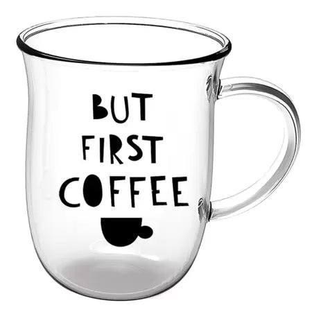 Jogo de 2 Xícaras Coffee Time em Vidro Borossilicato - DoceLar Loja