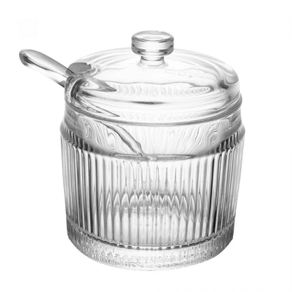 ACUCAREIRO COM COLHER E TAMPA LINES 10CM X 7,5CM VIDRO