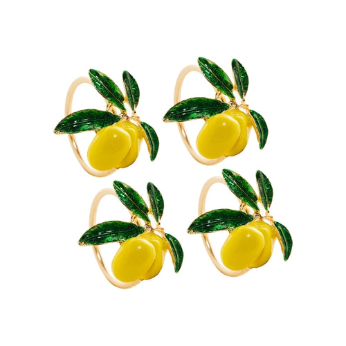 CJ 4 ANEIS P/GUARDANAPOS ZINCO LIMAO DOURADO 4x4x5,5cm