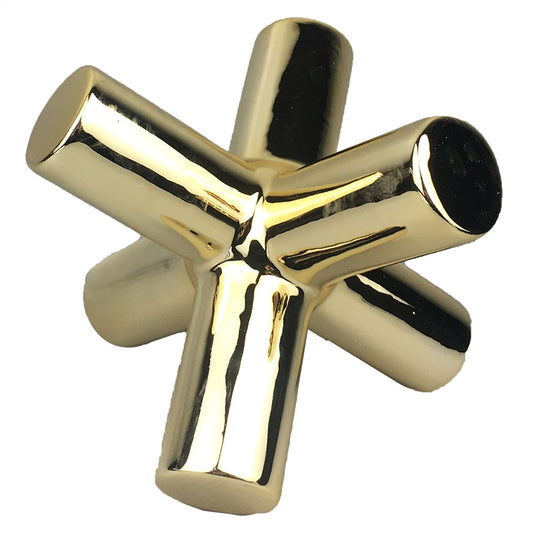 PECA DECORATIVA DE CERAMICA DOURADA 12CM X 12CM X 10CM