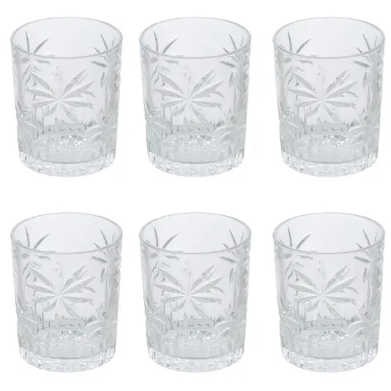 Conjunto 6 Copos Baixo de Cristal Palm Tree - DoceLar Loja