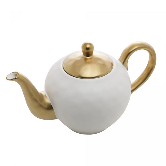 BULE DE CHÁ DE PORCELANA DUBAI BRANCO E DOURADO 1L