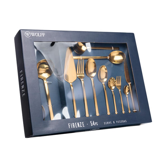 FAQUEIRO 54 PECAS DE ACO INOX FIRENZE DOURADO