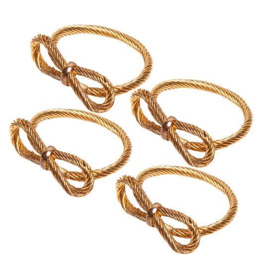 4 ANEIS PARA GUARDANAPOS ENTRE LACOS DOURADO METAL